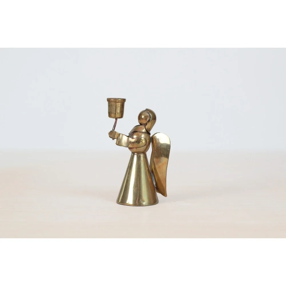 Vintage Brass Angel Candle‎ Holder, Mid-Century Holiday Decor
